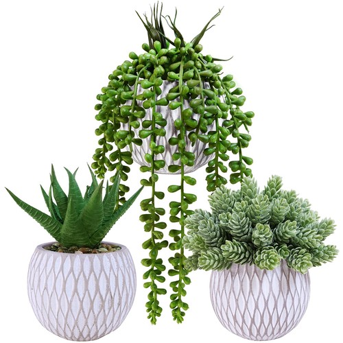Pcs small faux potted plants - 3,